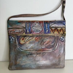 NEW Jane Yoo Leather Vintage Shoulder Bag 10x9”